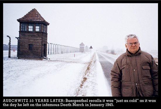 Thomas Buergenthal, outside Auschwitz, in 2000
