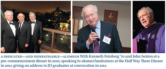 Martin Lipton '55, Kenneth Feinberg ’70, and NYU President John Sexton