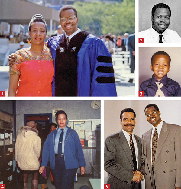 KEY MOMENTS: 1. NYU Law graduation, 1992; 2. NYU Law Picturebook, 1989-1990; 3. as a child, circa 1972; 4. Officer Clara Thompson at the precinct, circa 1985; and 5. With Ronald Noble, 1992