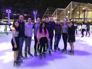 Students ice skating
