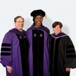 Nordlicht Family Scholar (Jacobson Leadership Program in Law and Business) Nnenne Okorafor was hooded by Ira Nordlicht ’72 and Professor Helen Scott