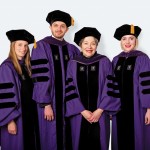 Starr Foundation Scholars (Root-Tilden-Kern Program) Rebecca Hufstader, Kevin Bell, and Molly Bachechi were hooded by Trustee Florence Davis ’79